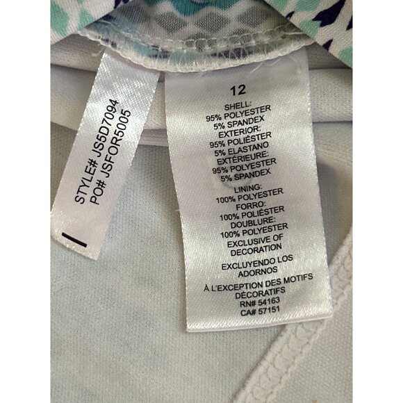 Jessica Simpson Muti-Colored Faux Wrap Dress V Neck Chain Accent, Size 12 - Picture 10 of 11